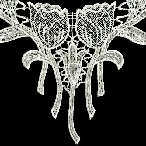 White Polyester Embroidered Lace Fake Collar Hollow Out Floral Detachable Neckline Decor For Women DIY Apparel Sewing Accessory