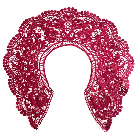 Faux Col en Dentelle Polyester Brodée Vintage Broderie Ajourée Col Claudine Grand Accessoire Vestimentaire pour Femmes