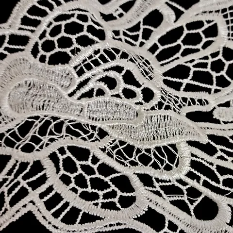 Polyester Embroidered Lace Fake Collar Hollow Out Floral V-Neck Applique Patch For Women Dress Clothing Sewing Accessories