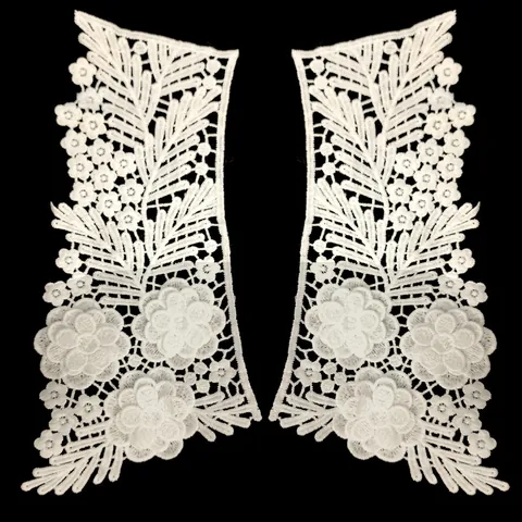 3D Milk Silk Embroidered Lace False Collar Floral Hollow Out Doll Collar Applique For Women Clothing DIY Decor Article 007
