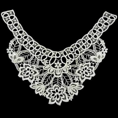 Weiße Polyester Bestickte Spitze Falscher Kragen Ausschnitt Blumen Blatt Applikation Für Damen Kleidung Nähzubehör