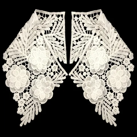 3D Milk Silk Embroidered Lace False Collar Floral Hollow Out Doll Collar Applique For Women Clothing DIY Decor Article 007