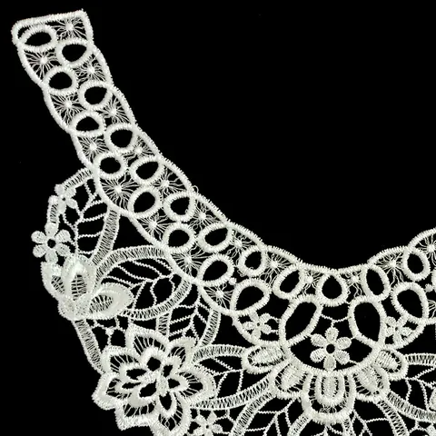 White Polyester Embroidery Lace Fake Collar Hollow Out Floral Leaf Applique For Women Clothing Sewing Accessories