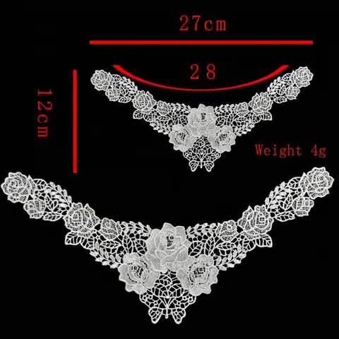 White Hollow Out Lace Embroidery Fake Collar Delicate Polyester Floral Lace Applique DIY Sewing Patch Accessories