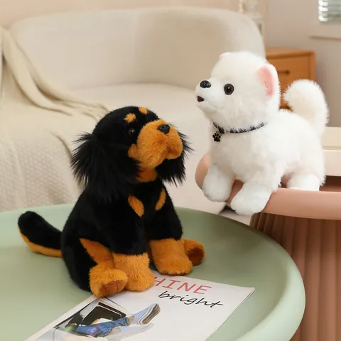 Realistic Dog Plush Toy Simulation Pomeranian Tibetan Mastiff Stuffed Animal Model For Home Decor Birthday Gift For Kids Adults