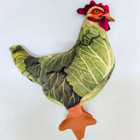 Divertida Almohada de Peluche de Pollo Realista Patrón de Hoja de Repollo Gallo Cojín de Simulación Impresión 3D Muñeco de Animal de Peluche Regalo