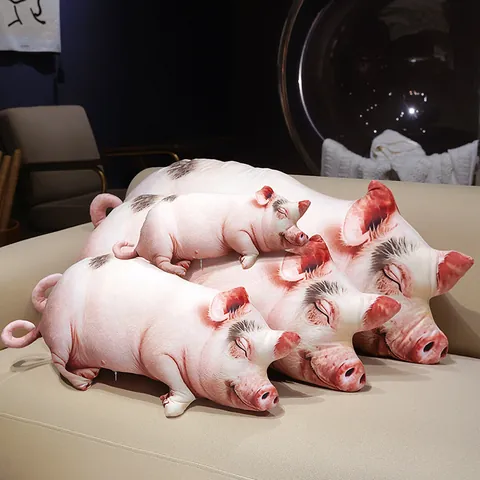 Oreiller En Peluche Cochon Réaliste 3D Jouet En Peluche Doux Poupée Cochonnet Coussin De Corps Pour Lit Canapé Cadeau Enfants