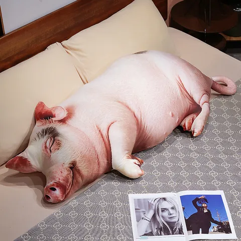 Oreiller En Peluche Cochon Réaliste 3D Jouet En Peluche Doux Poupée Cochonnet Coussin De Corps Pour Lit Canapé Cadeau Enfants