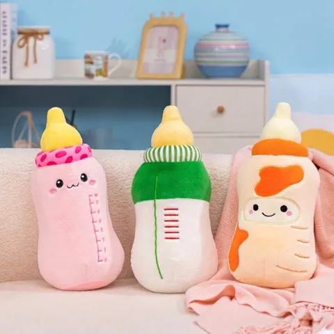 Cute Baby Bottle Plush Pillow Soft Cartoon Stuffed Toy Sleep Companion Long Cushion For Children Room Decor Birthday Gift