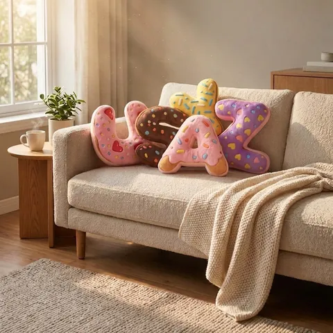 Simulation Donut Alphabet Plüsch Kissen Weich Buchstabenform Wurfkissen Dekorative Sofa Sitzkissen Für Zuhause Kinderzimmer Geschenk