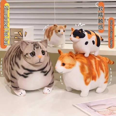 Simulation Fat Cat Plush Toy Soft Stuffed Animal Cat Pillow Kawaii Cartoon Cat Doll For Kids Girls Birthday Gift Home Decor
