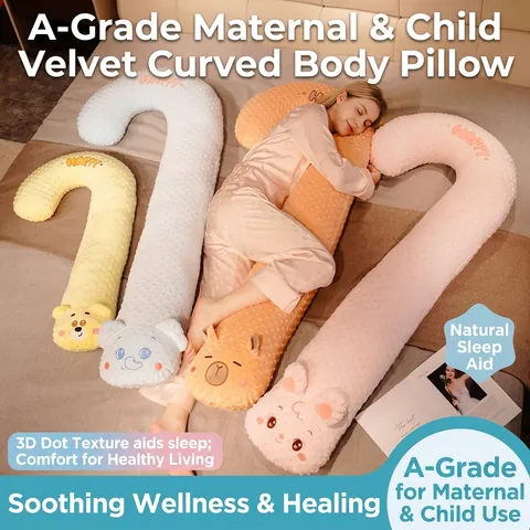 Oreiller de Corps Long en Forme de J pour Femmes Grossesse Soutien Tissu Minky Animaux Oreiller pour Dormeurs Latéraux Cadeau Enfants