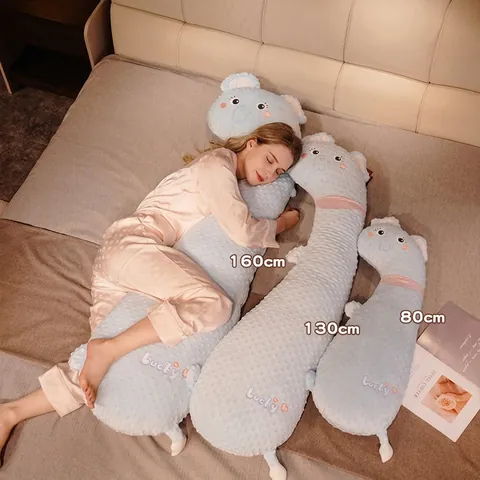 Traversin Long Animal de Dessin Animé Tissu Minky Texture à Bulles 3D Soutien des Jambes Coussin pour Lit