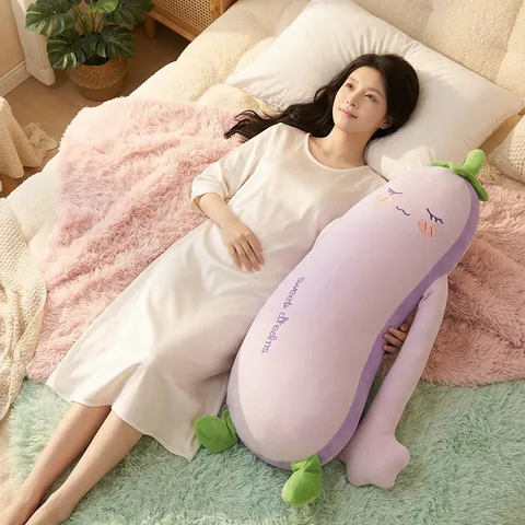 Creative Banana Eggplant Capybara Long Body Pillow Soft Elastic Velvet Plush Cushion For Side Sleeping Bed Decor Comfort Hugging Pillow