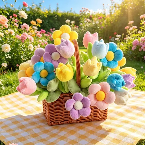 Bouquet di Tulipani e Girasoli in Peluche Stile Ins Fiore Artificiale Decorazione Casa Ufficio Regalo Creativo Fibbia per Tende per Donna