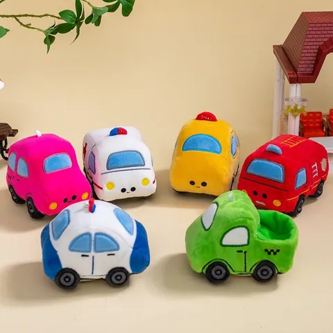 Cute Cartoon Car Plush Toy Soft Stuffed Vehicle Ambulance Police Car Fire Truck Taxi For Kids Baby Soothing Gift