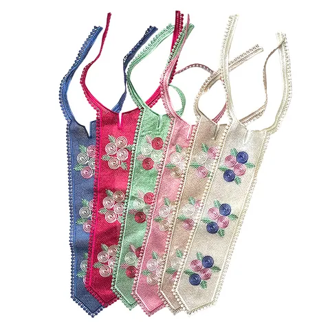 Embroidered Lace Collar Patch Tie Shaped Floral Pattern Heavy Embroidery Detachable Fake Collar For Women DIY Accessory