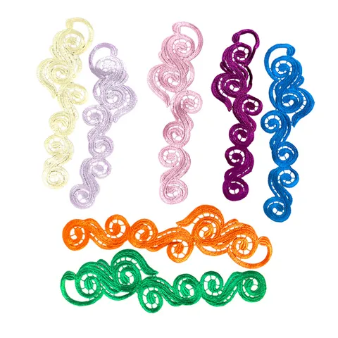 Symmetrische S-Form Wasserlösliche Bestickte Spitze Aufnäher Polyester Glänzend Hohl DIY Bekleidungszubehör Blumen