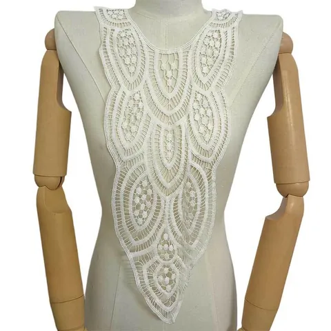 Milk Silk Water Soluble Embroidery Lace False Collar Hollow Out Floral Applique DIY Clothing Accessory White Patch