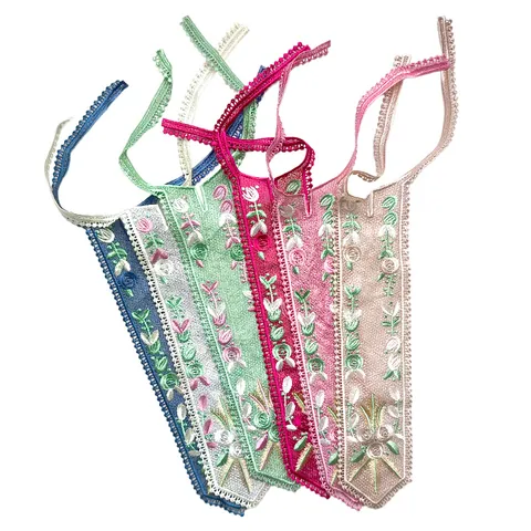 Vintage Polyester Floral Embroidered Detachable Lace Fake Collar Heavy Embroidery Tie Shape Garment Trim Decoration For Women
