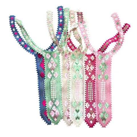 Embroidered Lace False Collar Tie Shape Floral Applique For Women Clothing Accessories DIY Sewing Patch Polyester Neckline