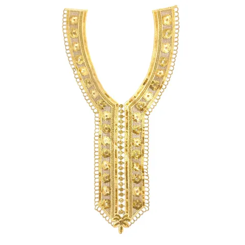 Gold Pailletten Stickerei Spitze Falscher Kragen Hohl Blumig Ethno Brust Patch Polyester Bekleidungszubehör Nähen Applikation Damen Kleid
