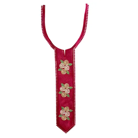 Embroidered Lace Collar Patch Tie Shaped Floral Pattern Heavy Embroidery Detachable Fake Collar For Women DIY Accessory