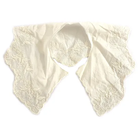Vintage Hollow Embroidery Lace Detachable Doll Fake Collar For Women Sweet Cotton Floral Garment Neckline Decoration Apricot