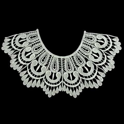 Elegant Milk Silk Embroidered Lace Fake Collar Water Soluble Hollow Out Floral Detachable Collar For Women Apparel Accessory
