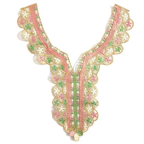 Colorful Embroidered Lace False Collar Floral Hollow Out Polyester Neckline Applique For Women Clothing Decoration DIY Sewing