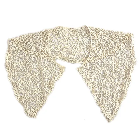 Women Cotton Embroidered Lace Detachable Collar Rose Floral Hollow Out Doll Collar Dickey Neckline Accessory For Dresses