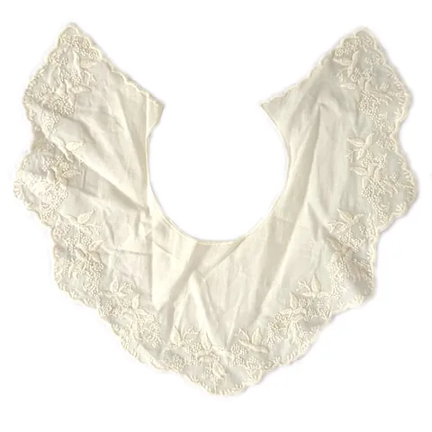 Vintage Hollow Embroidery Lace Detachable Doll Fake Collar For Women Sweet Cotton Floral Garment Neckline Decoration Apricot