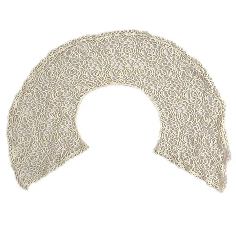 Women Cotton Embroidered Lace Detachable Collar Rose Floral Hollow Out Doll Collar Dickey Neckline Accessory For Dresses
