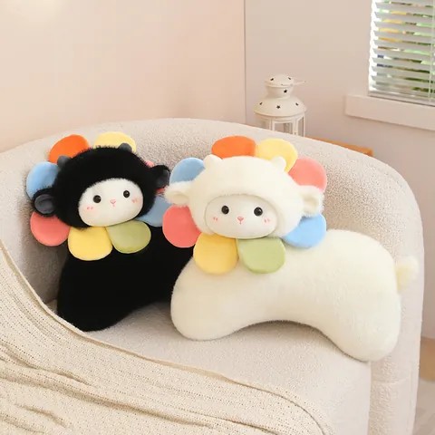 Cuscino di Peluche a Forma di Agnello Girasole Colorato Cartone Animato Morbido Cuscino Animale Agnello per Divano Camera da Letto Regalo