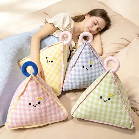Juego de Manta de Almohada de Mano Triangular Seersucker Bordado de Franela Portátil para Oficina Sofá Hogar Viaje