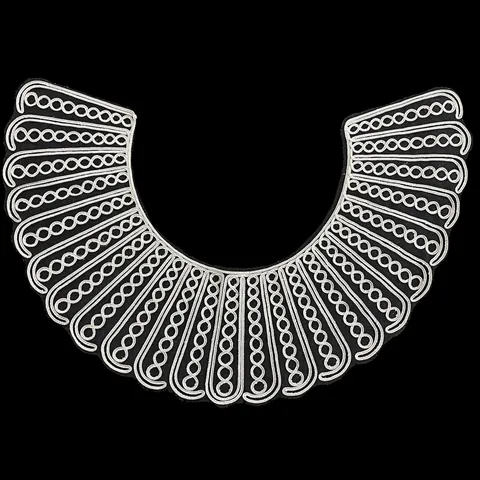 Women Elegant Large White Rope Embroidered Peter Pan Fake Collar Polyester Mesh Lace Neck Wrap Decorative Detachable Collar