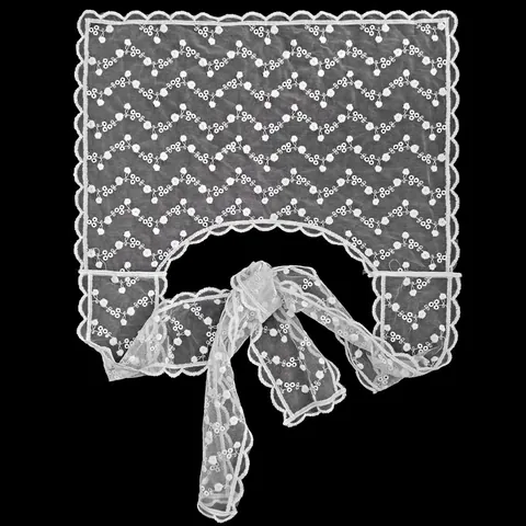 Women Hollow Out Lace Embroidered Bandana Scarf Pastoral Floral Crochet Headscarf Summer Sun Protection Waist Belt White