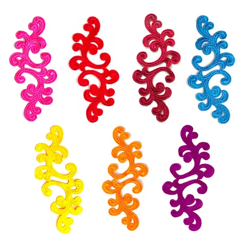 Water Soluble Embroidered Lace Patches Symmetrical 3D Hollow Floral Applique For DIY Clothing Decoration Sewing Accessories Polyester Lace Trim