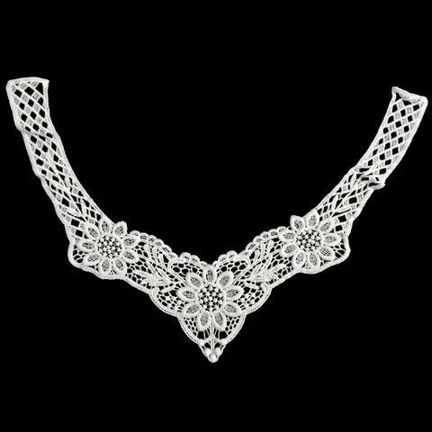 Milk Silk Embroidered Lace Fake Collar Hollow Floral Decorative Clothing Accessory Elegant Detachable V Neck Applique For Women