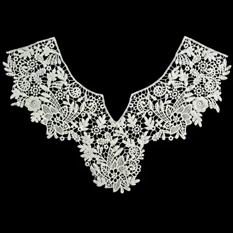 White Milk Silk Embroidery Lace False Collar Hollow Out Floral Embroidered Neckline Trim For Women Dress DIY Sewing Accessories