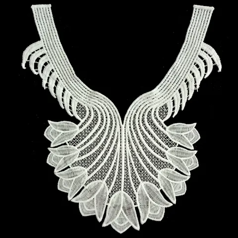 Women White Milk Silk Embroidered Lace Fake Collar Hollow Out Floral Lace Applique Sewing Lace Trim For Dress Clothing Accessory