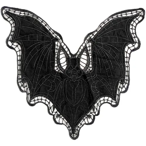 Black Bat Embroidery Lace Patch Gothic Hollow Out Polyester Garment Trim For Halloween DIY Sewing Apparel Accessories