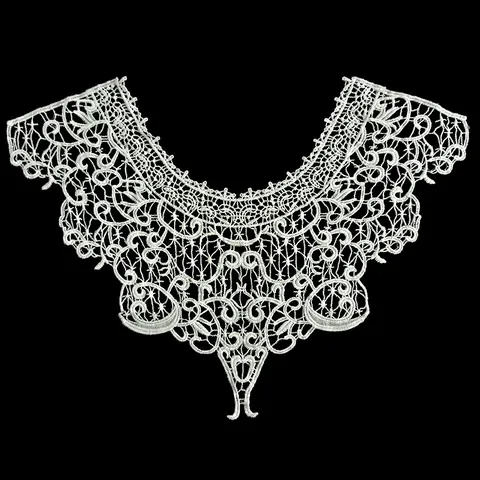 Women Milk Silk Embroidered Lace Fake Collar Hollow Out Floral Applique DIY Sewing Garment Trim Accessory Neck Decoration
