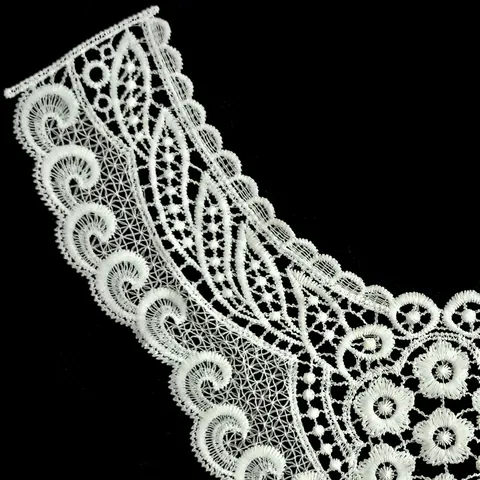 White Milk Silk Embroidered Lace Fake Collar Hollow Out Floral Embroidery Apparel Sewing Fabric Lace Trim For Women DIY