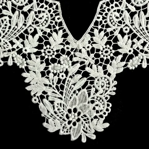 White Milk Silk Embroidery Lace False Collar Hollow Out Floral Embroidered Neckline Trim For Women Dress DIY Sewing Accessories