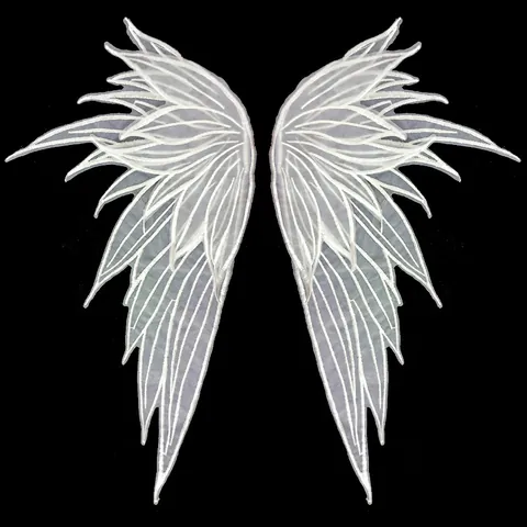 3D Embroidered Wing Lace Applique Milk Silk Organza Patch For Clothing DIY Handmade Fashion Accessory Wing Pair Decor