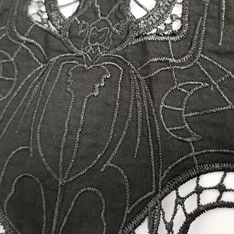 Black Bat Embroidery Lace Patch Gothic Hollow Out Polyester Garment Trim For Halloween DIY Sewing Apparel Accessories