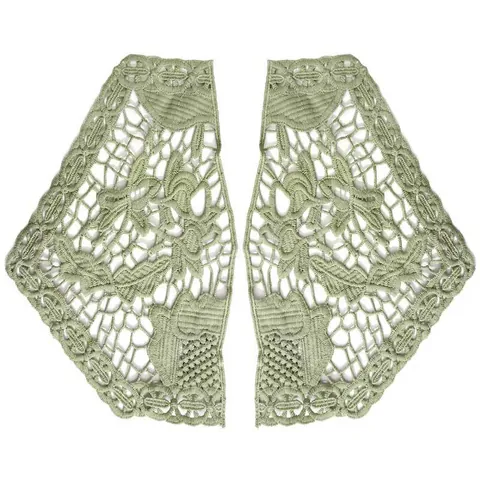 Applique en Dentelle Brodée en Soie de Lait Symétrique Faux Col Fleuri Ajouré pour Décoration d'Épaule de Vêtement de Mode