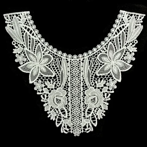 White Milk Silk Lace False Collar 3D Hollow Embroidery Water Soluble Floral Neckline Applique Decorative Clothing Accessories For Women