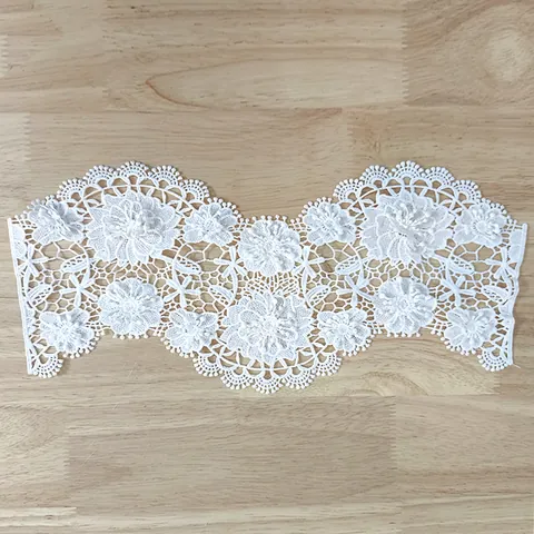 Luxury Heavyweight 3D Flower Applique Embroidered Lace Trim Hollow Out White DIY Garment Sewing Accessory For Neckline Dresses